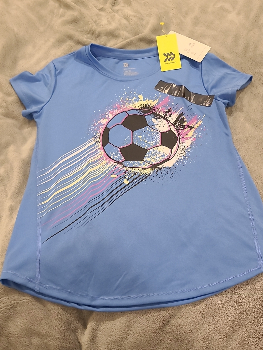 Girls' Blue Soccer Graphic Tee - Athletic Performance Top